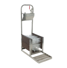 Stveltvtt i rostfritt stl med vattenanslutning och borstar, hygienutrustning fr rengring av stvlar i stall och lantbruk