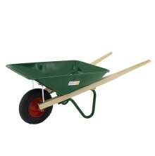 Grn skottkrra Ekeby 110 liter med trhandtag och svart hjul, robust modell fr trdgrd och lantbruk.