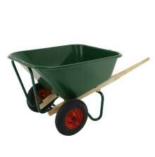 Grn skottkrra Ekeby 210 liter med plastkorg och tv hjul, extra rymlig och stabil modell fr trdgrd och lantbruk