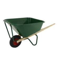 Grn skottkrra Ekeby 210 liter med plastkorg, trhandtag och kraftigt hjul, robust modell fr trdgrd och lantbruk