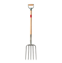 Gdselgrep med fyra helsmidda stlklor, trskaft i ask och D-handtag  hllbart redskap fr lantbruk och stallarbete