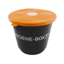 Svart juverdukshink med orange lock, Hygienebox fr frvaring av juverdukar inom mjlkning och lantbruk