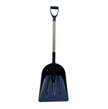 Kombiskyffel med D-handtag, svart plastblad och askskaft  robust skyffel fr lantbruk, stall och grdsarbete.
