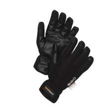 Svarta vinterhandskar frn Worksafe med greppvnlig, mnstrad insida och varm fodring, visade ovanifrn och underifrn.