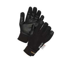 Svart vinterhandske frn Worksafe med PU-frstrkt handflata, touchscreenfunktion och kardborreknppning