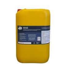 Gul plastdunk med GS Bl, koncentrerat rengrings- och desinfektionsmedel fr mjlkningsanlggningar