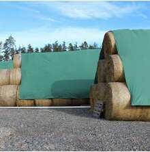 Slitstark gr�n balt�ckningsduk 160 g/m� f�r v�derskydd av h�- och halmbalar