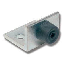 Henderson Golv- och V�ggstopp Enkel 109 i f�rzinkat st�l med en svart cylindrisk gummibuffert och f�rborrat monteringsh�l f�r v�gg- eller golvmontering.