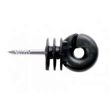 Ringisolator i svart plast med tr�skruv f�r elst�ngsel